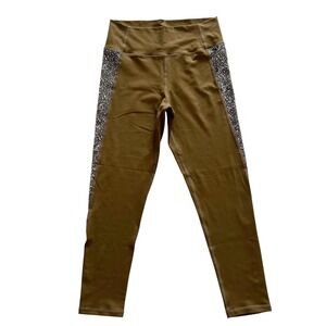 ZYIA Active Olive Green Speckled High Waisted Crop Leggings‎ Size 8-10